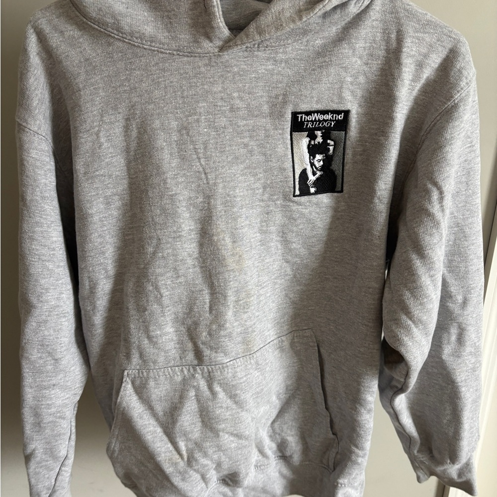 Gray Hoodie with TheWeeknd Trilogy Patch